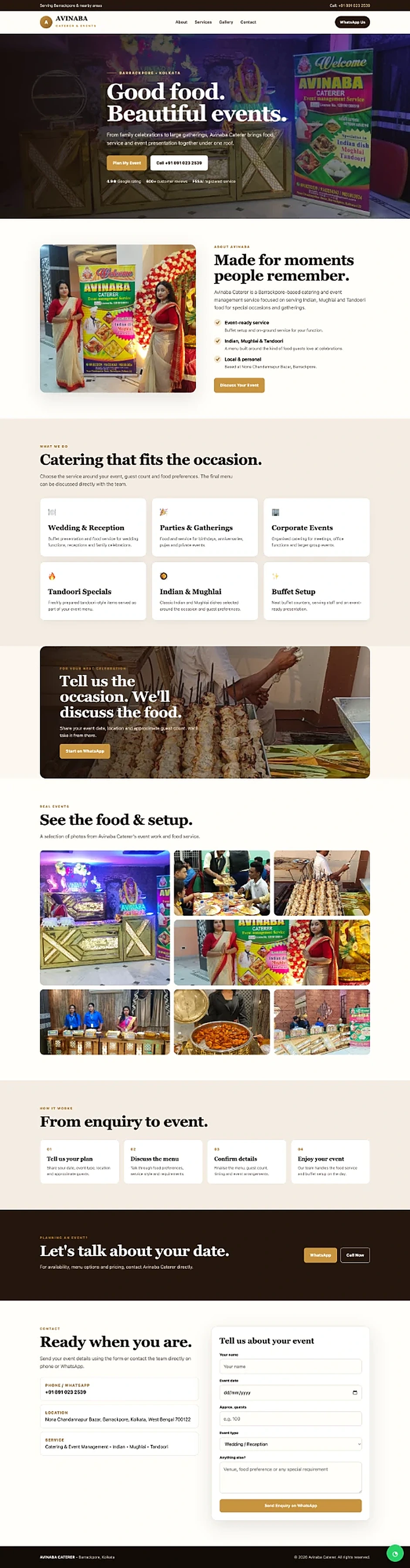 Avinaba Caterer website