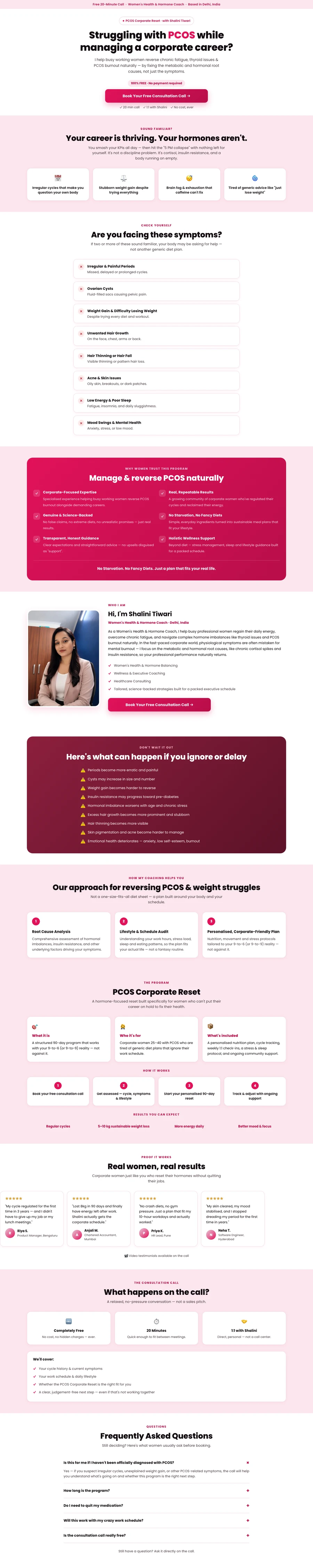 Shalini Tiwari — PCOS Corporate Reset website