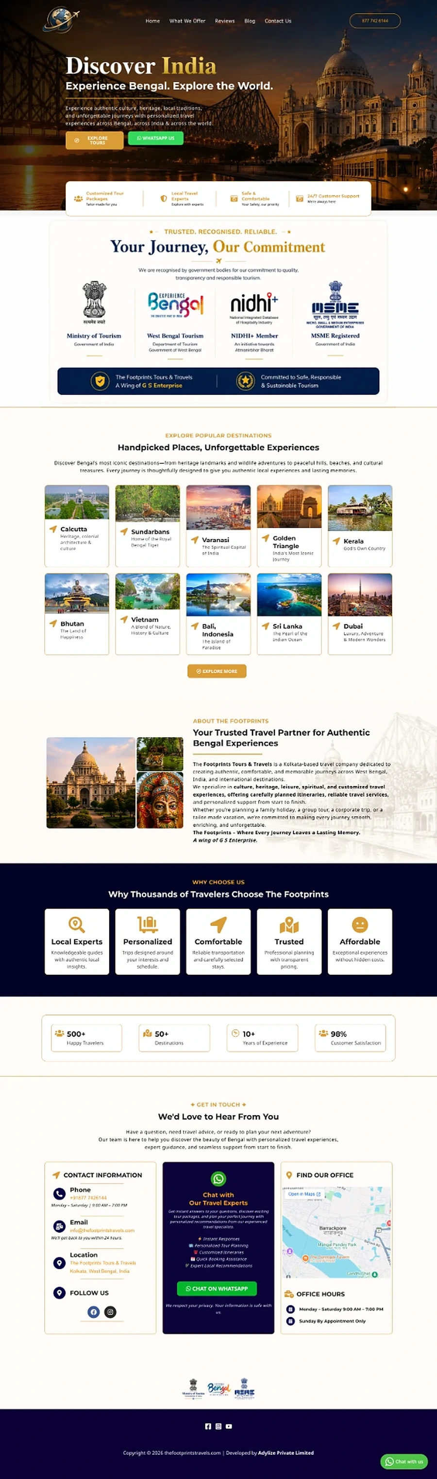 The Footprints Tours & Travels website